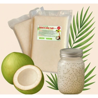 Combo 2Kg Thạch Dừa Thô Ép Khô Size 15Li - Tặng Hương Vải & Hạt Chia, Giá 132k