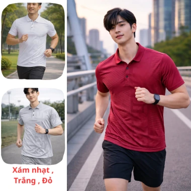 Combo 3 Áo thun nam cổ trụ ép vân, thun lạnh co giãn mềm mát - Giá chỉ 200.000đ 2