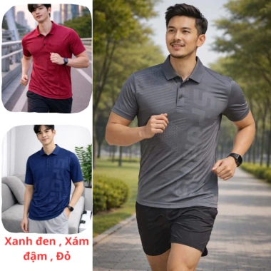 Combo 3 Áo thun nam cổ trụ ép vân, thun lạnh co giãn mềm mát - Giá chỉ 200.000đ 6