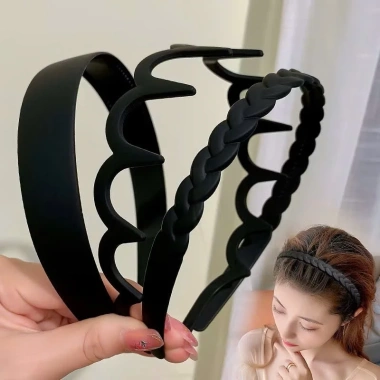 Combo 3 băng đô bờm cài tóc nam nữ màu đen - Đa dạng kiểu, giảm còn 16.000