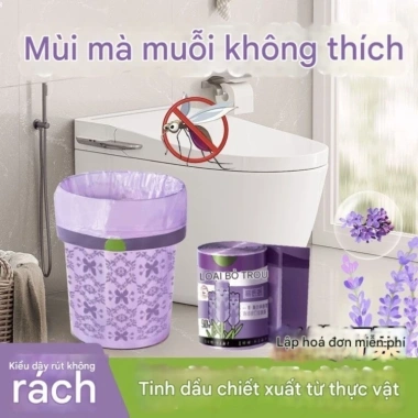 Combo 3 bìch 150 túi đựng rác hương Lavender xua đuổi ruồi muỗi - Siêu dai, có dây rút, giá 14.999 VND
