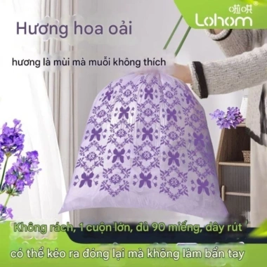 Combo 3 bìch 150 túi đựng rác hương Lavender xua đuổi ruồi muỗi - Siêu dai, có dây rút, giá 14.999 VND