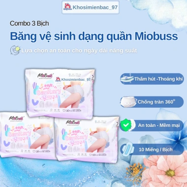 Combo 3 Bịch Băng Vệ Sinh Quần Miobuss 10 Miếng Siêu Thấm Hút Chống Tràn Dành Cho Mẹ Sau Sinh Giá 119.000 VND