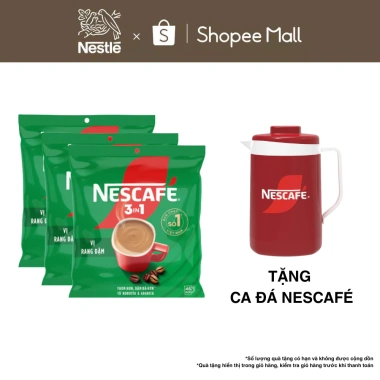 Combo 3 Bịch Cà Phê Hòa Tan NESCAFÉ Vị Rang Đậm 46 Gói – Đậm Thơm Hoàn Hảo, Giá 505.000₫