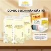 Combo 3 Bịch Khăn Giấy Rút Bao Bì Mới + 200c Khẩu Trang 5D Bông Sen Vàng và 2 Móc Treo Tường - Giá Ưu Đãi 160k