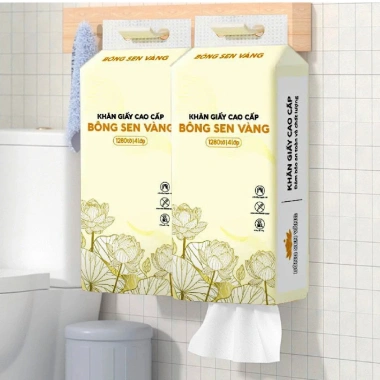 Combo 3 Bịch Khăn Giấy Rút Bao Bì Mới + 200c Khẩu Trang 5D Bông Sen Vàng và 2 Móc Treo Tường - Giá Ưu Đãi 160k