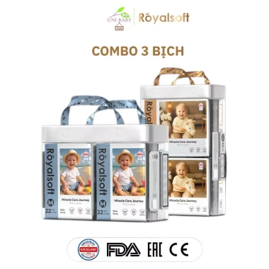Combo 3 Bịch Tã Royalsoft Chính Hãng Bỉm Quần và Tã Vách Chống Tràn, Đai Chun Co Giãn, Giá Giảm 930k