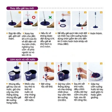 Combo 3 bông lau nhà xoay 360 độ - Phù hợp mọi loại cây lau, chỉ 60.000