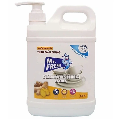 Combo 3 can Rửa chén siêu sạch Mr Fresh 1.6L Cám gạo và Tinh dầu Gừng Quế khử mùi Hải sản (có vòi nhấn) – Giá chỉ 134.000 VND