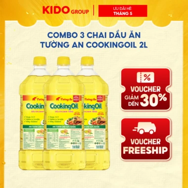 Combo 3 chai Dầu Ăn Tường An CookingOil 2L – Dầu nguyên chất, tiết kiệm, giảm giá chỉ 319.000₫