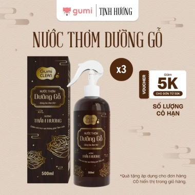 Combo 3 chai Nước Lau Bàn Thờ GUMI Hương Trầm 500ml - Dưỡng gỗ, làm sạch, thơm lâu 2
