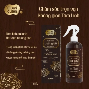 Combo 3 chai Nước Lau Bàn Thờ GUMI Hương Trầm 500ml - Dưỡng gỗ, làm sạch, thơm lâu 4