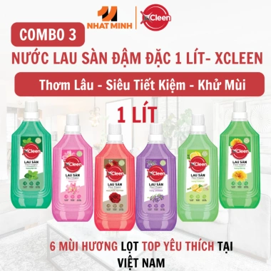 Combo 3 chai nước Lau Sàn 1L XCleen - Đầy đủ mùi hương, giá chỉ 139.000₫