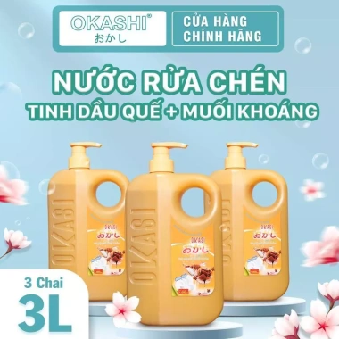Combo 3 chai nước rửa chén thảo dược – tinh dầu gừng, quế, okashi, sạch dầu mỡ 180.000đ