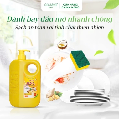 Combo 3 chai nước rửa chén thảo dược – tinh dầu gừng, quế, okashi, sạch dầu mỡ 180.000đ