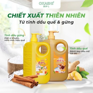 Combo 3 Chai Nước Rửa Chén Thảo Dược Tinh Dầu Quế Okashi: Làm Sạch Dầu Mỡ, An Toàn Cho Da, Giá 210.000₫ 5