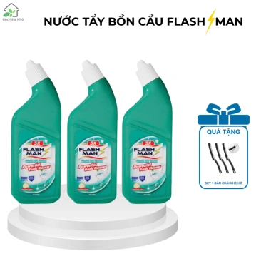 Combo 3 chai nước tẩy bồn cầu Flashman 500ml hương gỗ diệt vi khuẩn, khử mùi Giá chỉ 85.000đ