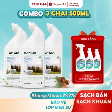 Combo 3 chai nước tẩy bồn cầu TOPGIA siêu mạnh, đa năng, kháng khuẩn, khử mùi hương thông - Giá ưu đãi 145.000₫