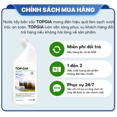 Combo 3 chai nước tẩy bồn cầu TOPGIA siêu mạnh, đa năng, kháng khuẩn, khử mùi hương thông - Giá ưu đãi 145.000₫ 8 Combo 3 chai nước tẩy bồn cầu TOPGIA siêu mạnh, đa năng, kháng khuẩn, khử mùi hương thông - Giá ưu đãi 145.000₫ 8