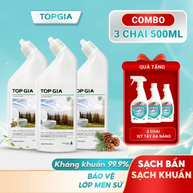 Combo 3 chai nước tẩy bồn cầu TOPGIA siêu mạnh, đa năng, kháng khuẩn, khử mùi hương thông - Giá ưu đãi 145.000₫