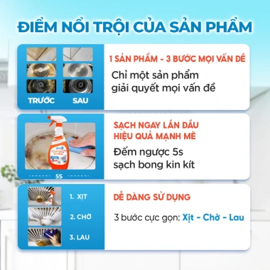 Combo 3 Chai Sạch Đa Năng Cleanz 450ml - Xóa Dầu Mỡ, Vết Ố Vàng, Thơm Chanh 5