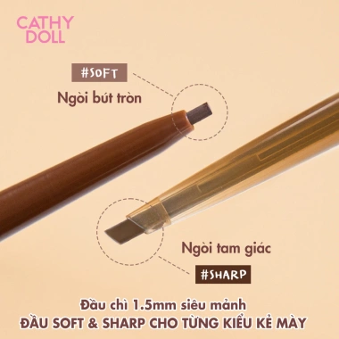 Combo 3 Chì Kẻ Mày Đầu Tam Giác Siêu Mảnh Cathy Doll - Dễ Kẻ, Lâu Trôi, Giá 237k
