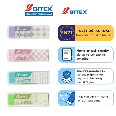 Combo 3 cục Gôm Bitex Pastel ER10 - Màu ngẫu nhiên, giá chỉ 19.800₫, viết mịn, bám tốt 2