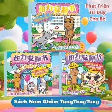 Combo 3 cuốn Đồ Chơi Tranh Dán Nam Châm Tung Tung Sahur Cỡ Lớn và Sticker Sách Dán Nhân Vật Giá 29.000 VND