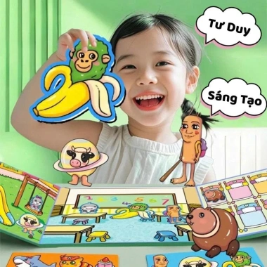 Combo 3 cuốn Đồ Chơi Tranh Dán Nam Châm Tung Tung Sahur Cỡ Lớn và Sticker Sách Dán Nhân Vật Giá 29.000 VND