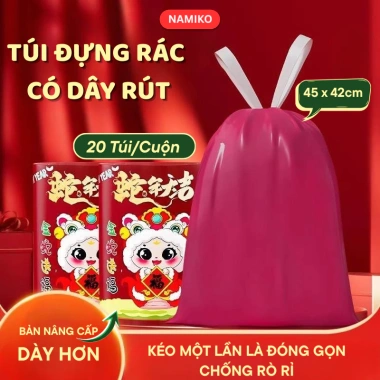 Combo 3 cuộn túi đựng rác NAMIKO có dây rút bền chắc dễ phân hủy chỉ 9.000đ