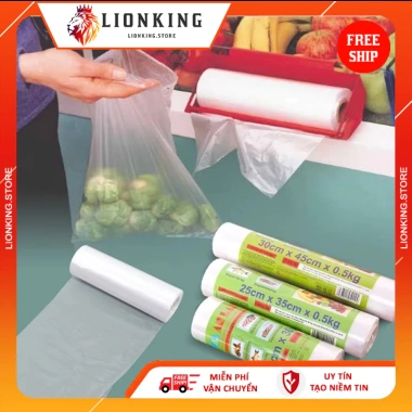 Combo 3 Cuộn Túi Đựng Thực Phẩm Tự Hủy Sinh Học - Bảo Quản Sạch Sẽ, Đựng Thức Ăn Tủ Lạnh - Lionking Store