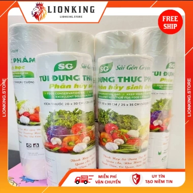 Combo 3 Cuộn Túi Đựng Thực Phẩm Tự Hủy Sinh Học - Bảo Quản Sạch Sẽ, Đựng Thức Ăn Tủ Lạnh - Lionking Store