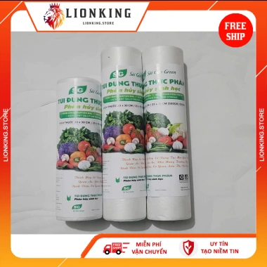 Combo 3 Cuộn Túi Đựng Thực Phẩm Tự Hủy Sinh Học - Bảo Quản Sạch Sẽ, Đựng Thức Ăn Tủ Lạnh - Lionking Store