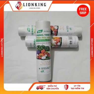 Combo 3 Cuộn Túi Đựng Thực Phẩm Tự Hủy Sinh Học - Bảo Quản Sạch Sẽ, Đựng Thức Ăn Tủ Lạnh - Lionking Store