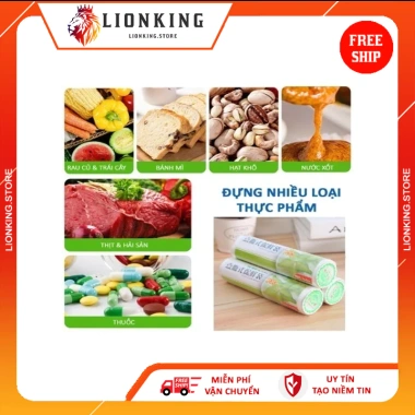 Combo 3 Cuộn Túi Đựng Thực Phẩm Tự Hủy Sinh Học - Bảo Quản Sạch Sẽ, Đựng Thức Ăn Tủ Lạnh - Lionking Store