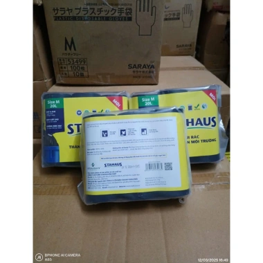 Combo 3 cuộn túi rác Stahaus thân thiện môi trường màu đen 55×65 & 65×75 cm 59.800₫ 5