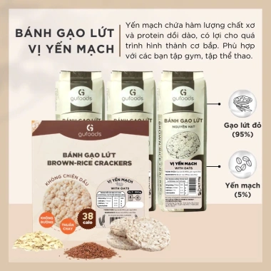 Combo 3 Gói Bánh Gạo Lứt Vị Yến Mạch GUfoods 170g - Ăn Vặt Healthy, Tập Gym, Giảm Cân, Giá 124.900đ 2