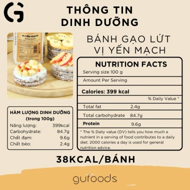 Combo 3 Gói Bánh Gạo Lứt Vị Yến Mạch GUfoods 170g - Ăn Vặt Healthy, Tập Gym, Giảm Cân, Giá 124.900đ 3