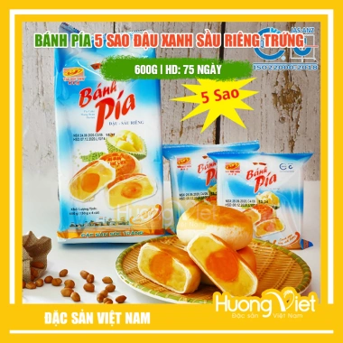 Combo 3 gói bánh pía 5 sao Tân Huê Viên 600g - Đậu xanh sầu riêng, 1 trứng, đặc sản miền Tây giá ưu đãi 340k 4