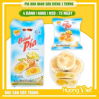 Combo 3 gói bánh pía 5 sao Tân Huê Viên 600g - Đậu xanh sầu riêng, 1 trứng, đặc sản miền Tây giá ưu đãi 340k 9