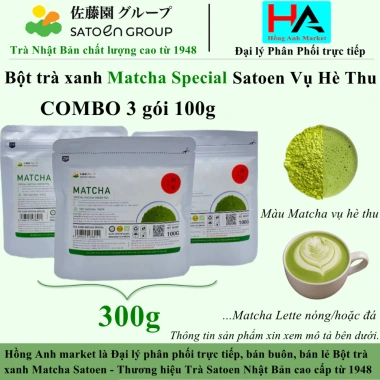 Combo 3 gói Bột Matcha Nhật Bản 100g - hè thu, giảm giá 145k, trà xanh Satoen