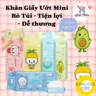 Combo 3 Gói Khăn Ướt Baby Mini Hoạt Hình - Tiện Lợi, 8 Miếng/1 Gói, Giá 42.990₫ 2