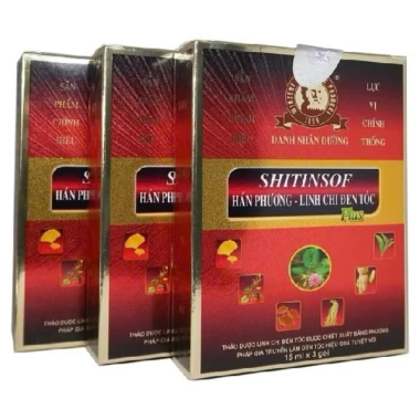 Combo 3 hộp Dầu gội Shitinsof Hán Phương Linh Chi Đen Tóc 15ml Dưỡng, nhuộm đen, giảm 24%