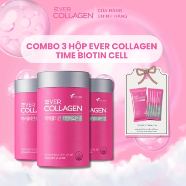 Combo 3 Hộp Ever Collagen Biotin Cell Bột - Dưỡng Da, Tóc & Móng, Giá 1.9tr