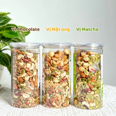 Combo 3 hũ Granola 500g 20% Yến Mạch 3 vị Mật Ong-Matcha-Chocolate - Hạt ngũ cốc dinh dưỡng tiện lợi, giảm giá 379.000₫