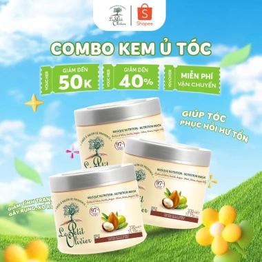 Combo 3 kem ủ tóc Le Petit Olivier chính hãng - Phục hồi hư tổn 330ml - 1,2 triệu