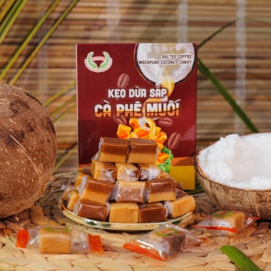 Combo 3 Kẹo dừa sáp VICOSAP: Cà phê muối phô mai, kem sầu riêng, ít đường, 100g - 186.600₫