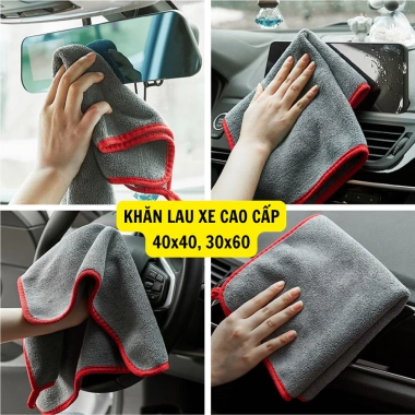 Combo 3 khăn lau xe SUPERFINE Fiber viền đỏ 40x40-30x60-40x60 - Thấm hút, vệ sinh - 39.999₫