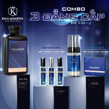 Combo 3 KING MONSTER Đế Vương: Sữa tắm 350ml + Xịt thơm miêng 10ml + Dung dịch nam 100ml - 415.000₫ 9