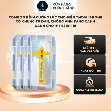 Combo 3 Kính Cường Lực Full Màn Tự Dán - Chống Ánh Sáng Xanh, Dành Cho Dòng 11‑15, Giá Siêu Tiết Kiệm 84.600₫